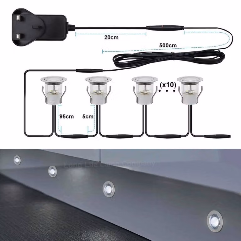 SPETLEK Round Indoor LED Plinth Lights in Silver, Cool White, Diameter: 3 cm