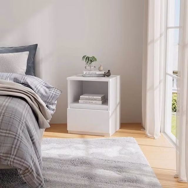 KORVIXA White Bedside Cabinets W/D/H: 100 x 100 x 100 cm