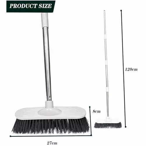 Gr8 Garden Heavy Duty Stainless Steel Broom with Hard Bristles and Long Handle in Silver – 4