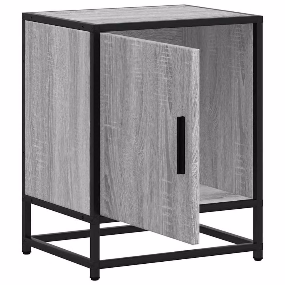Berkfield Home Grey Sonoma Bedside Cabinet in Engineered Wood and Metal, W/D/H: 40 x 31 x 50 cm – 6