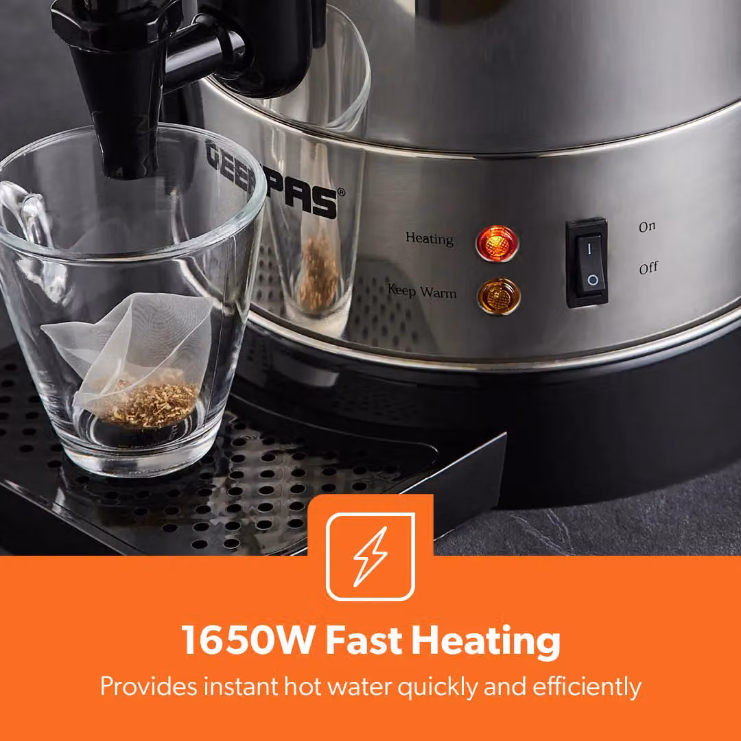 Geepas 10 L Commercial Catering Kitchen Hot Water Boiler Tea Urn, 1650W, Silver – 3