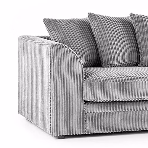 Furnishings For Less UK Luxor 4 Seater Jumbo Cord Corner Sofa in Silver, Left Hand Facing – 2