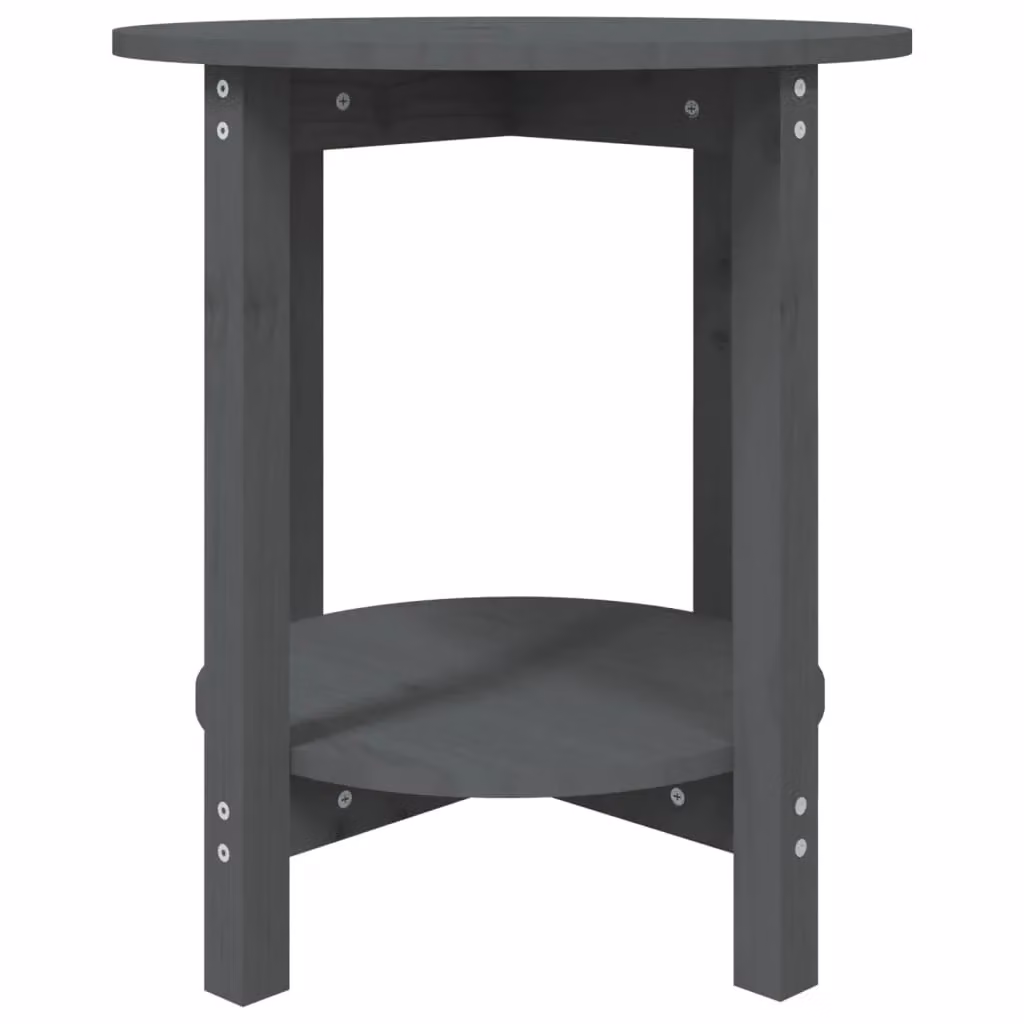 Berkfield Home Round Rustic Pine Coffee Table, Grey, W/D/H: 55 x 60 x 60 cm – 4