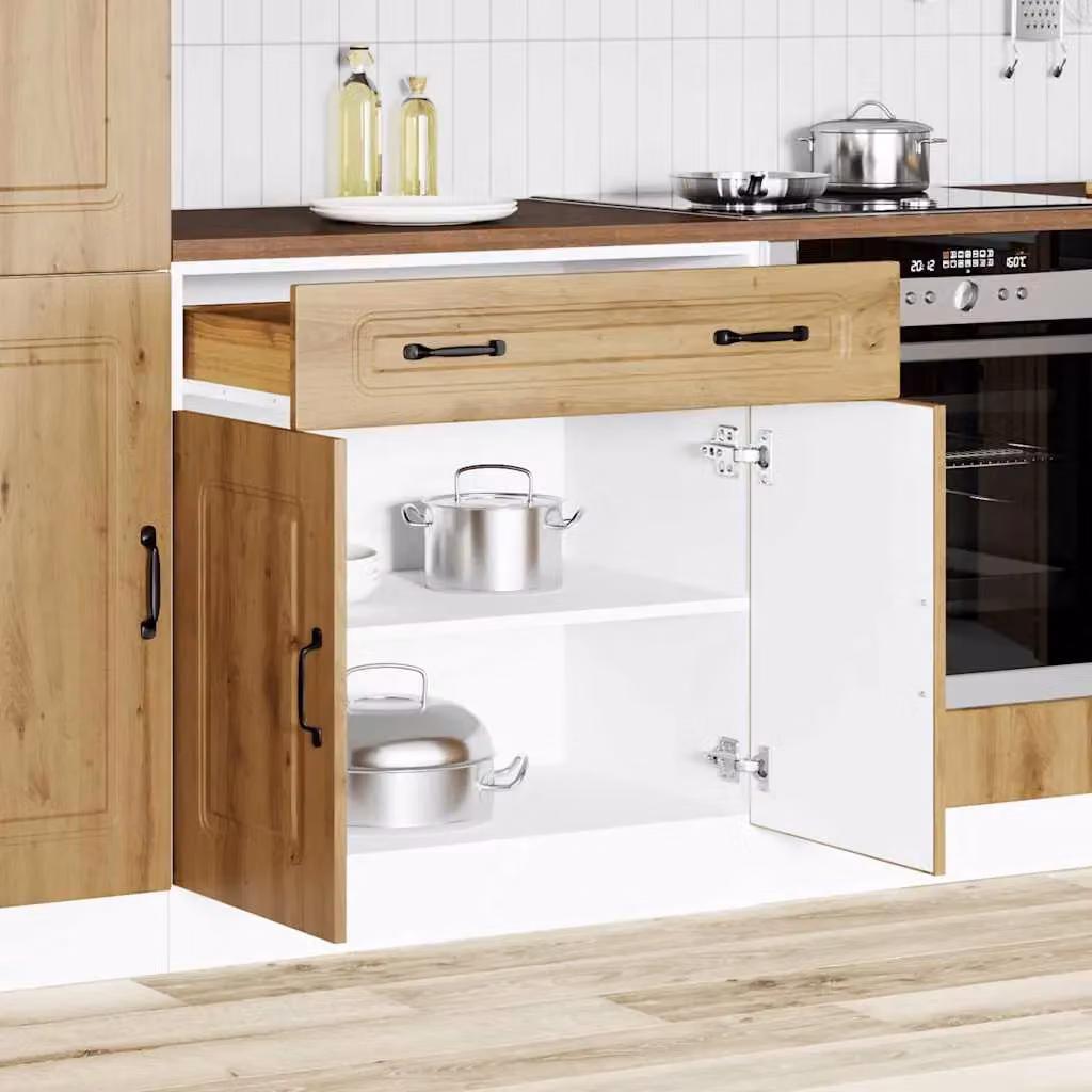 Berkfield Home Kalmar Artisan Oak Kitchen Base Cabinet in Brown – 2
