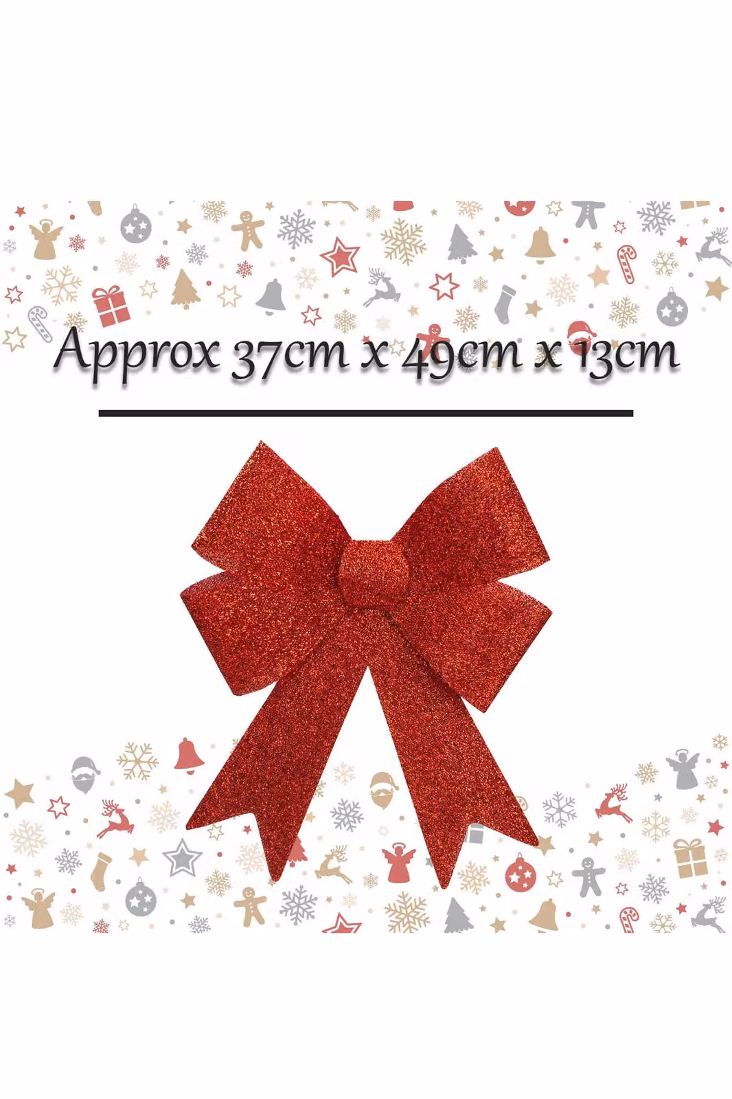 VFM e-Store Red Tinsel Bow Christmas Decoration W: 37 cm, D: 49 cm, H: 13 cm – 2