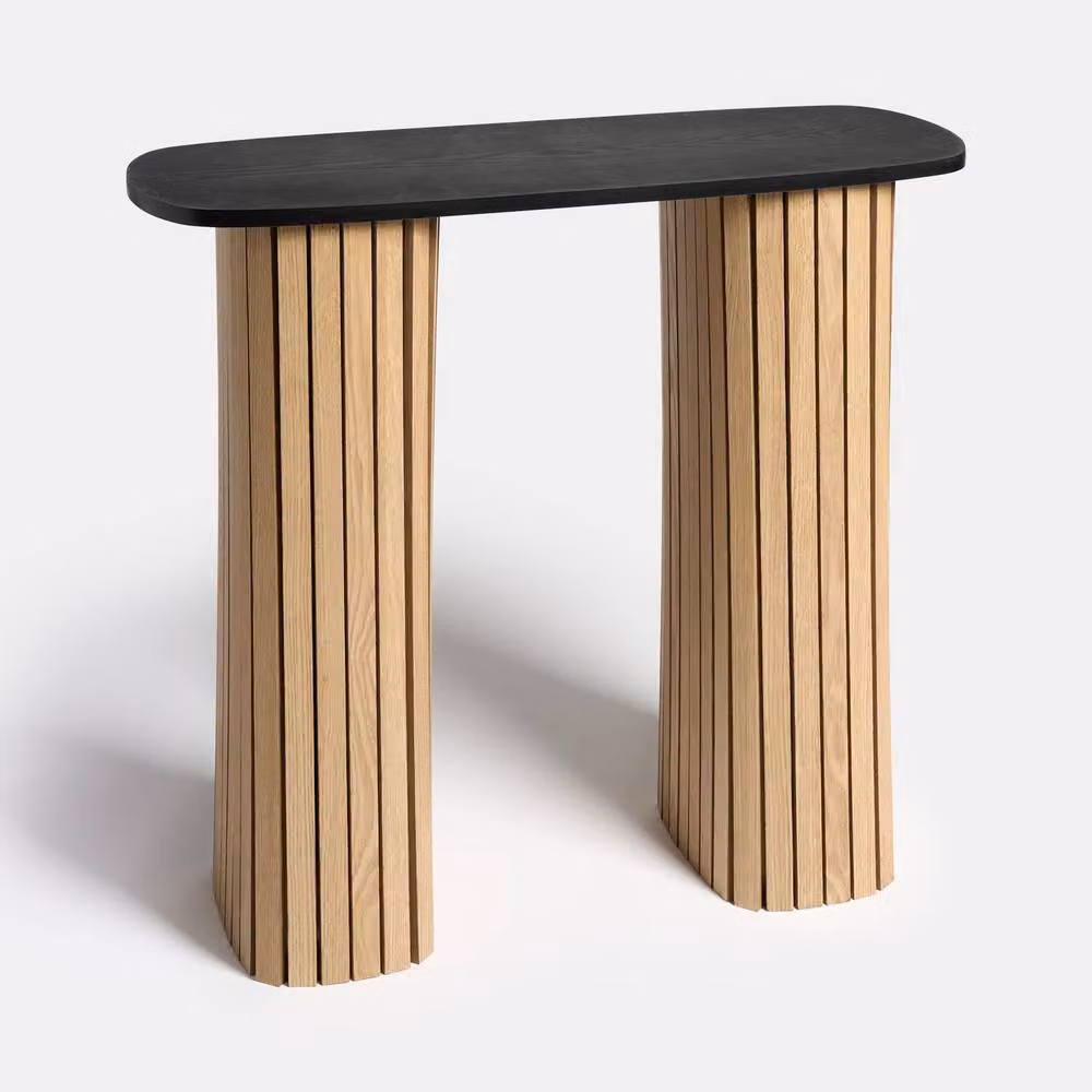 OHS Madison Ribbed Engineered Wood Console Table in Black and Multicolour – 3