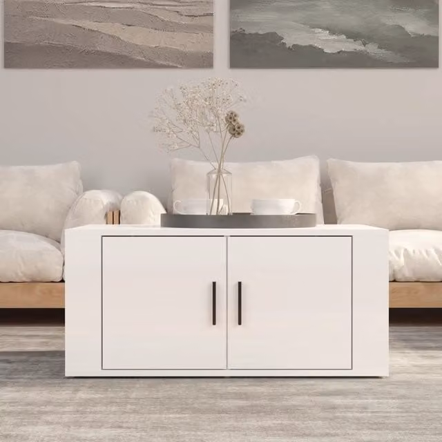 Berkfield Home High Gloss White Coffee Table, W: 80 cm, D: 50 cm, H: 36 cm – 1