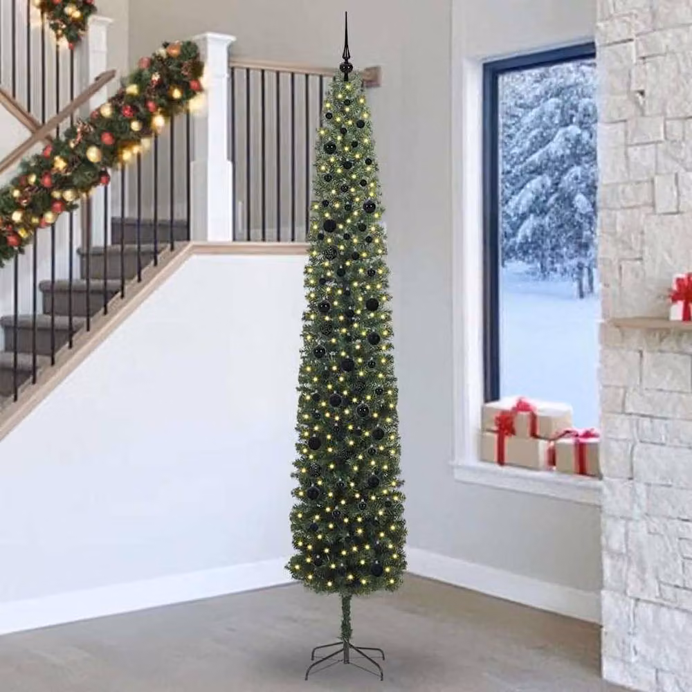 Berkfield Home Artificial Christmas Tree with 300 Warm White LEDs and Stand, Green – 2