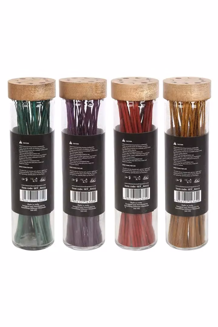 KDMD Set of 20 Fruity Dark Forest Incense Sticks in a Multicolour Green Wood Display – 2