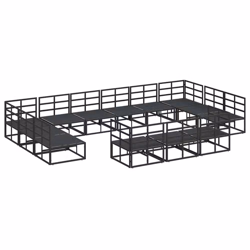 Berkfield Home 13 Piece U-Shape Garden Sofa Set in Black with Powder Coated Aluminium Frame, W: 423 cm, D: 211.5 cm, H: 71 cm – 5
