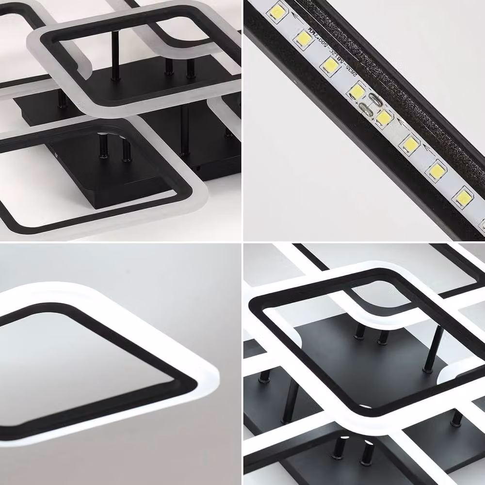COMELY Modern Square Black LED Ceiling Light, 65W, 6500K Cool White – 6