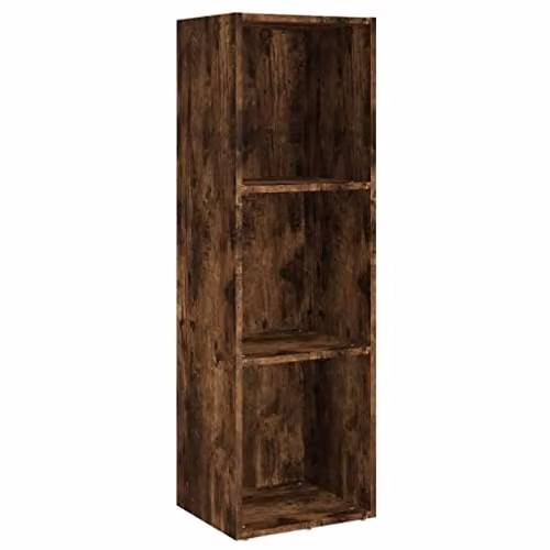 vidaXL Book and TV Cabinet in Smoked Oak, W/D/H: 36 x 30 x 114 cm