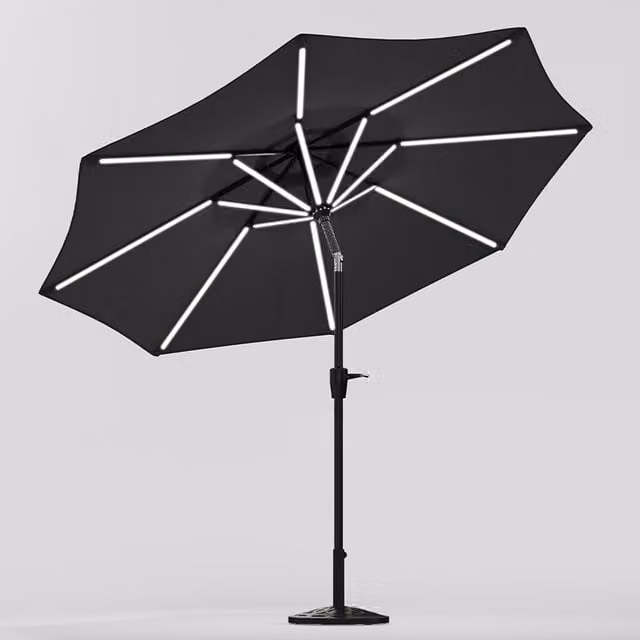 Lifeideas Solar LED Tubes Parasol with Base Style B in Dark Grey