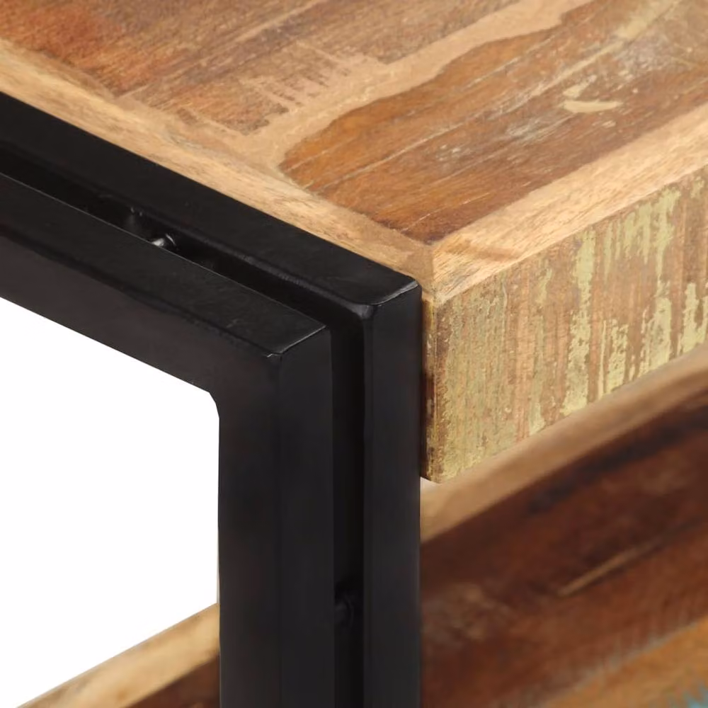 Berkfield Home Industrial TV Cabinet in Brown Solid Reclaimed Mango Wood and Metal, W/D/H: 90 x 30 x 40 cm – 3
