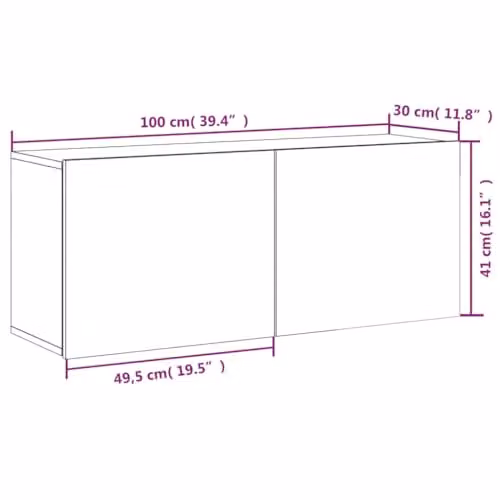 vidaXL Modern Wall-mounted TV Cabinet in Brown with Hinged Doors, W/D/H: 100 x 30 x 41 cm – 3