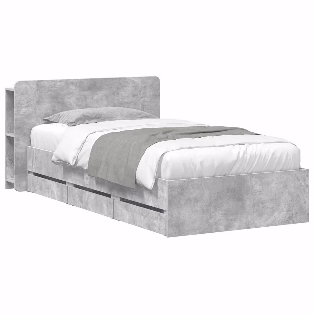 Berkfield Home Modern Bed Frame with Storage and Headboard in Grey – 2