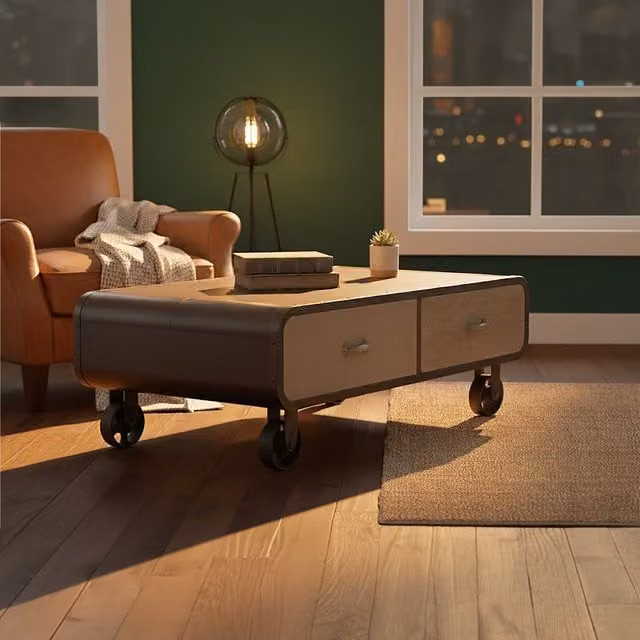 Interiors by Premier Modern Rectangular Coffee Table in Brown, W/D/H: 120 x 70 x 40 cm – 1