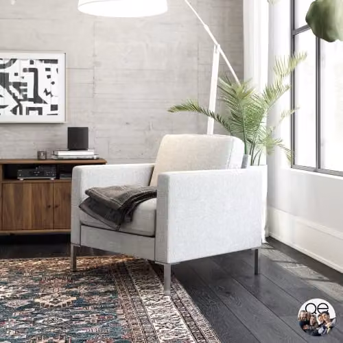 DHP Fabry Modern Upholstered Armchair in Grey Fabric