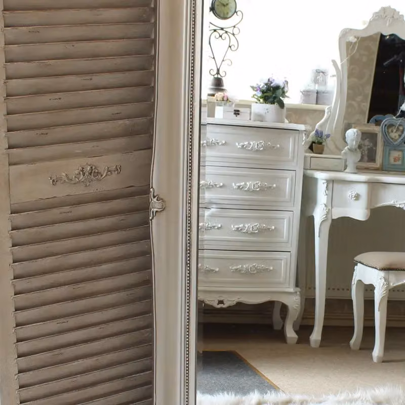 Melody Maison Large Silver Ornate Wall and Floor Mirror, H 158 cm x W 78 cm – 2