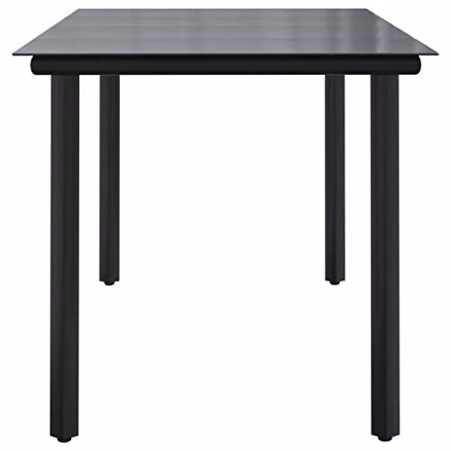 vidaXL Modern Rectangular Garden Dining Table in Black Steel and Tempered Glass, W/D/H: 160 x 80 x 74 cm – 3