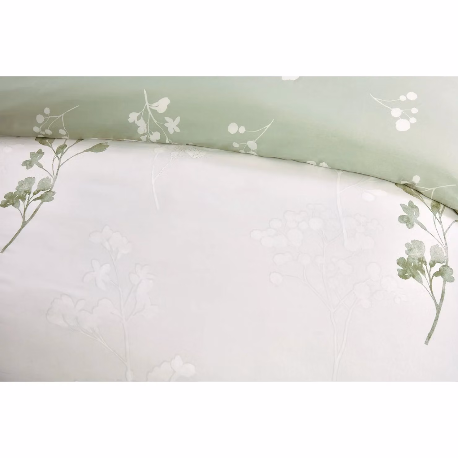 Rapport Home Green and White Floral Microfibre Single Duvet Cover Set with Fitted Sheet and Pillowcase – 2