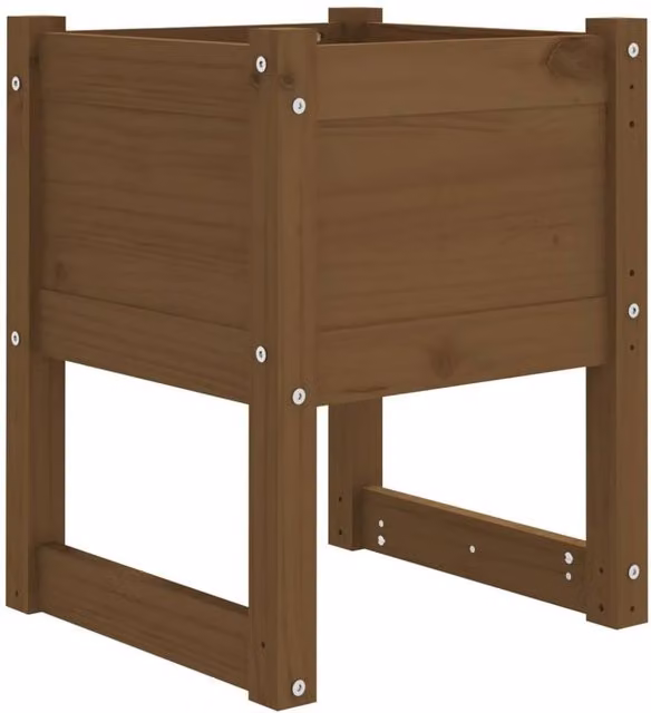Berkfield Home Brown Solid Wood Pine Planter Tub W/D/H: 40 x 40 x 52.5 cm