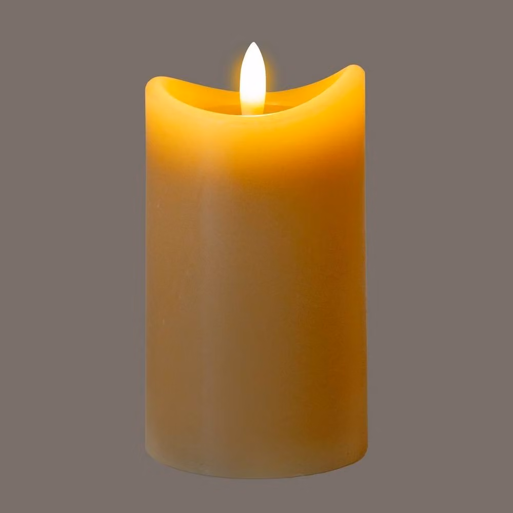 Lemon Pavilion Natural Glow Melted LED Pillar Candle, Beige, H x W x D: 12 x 7 x 7 cm – 2