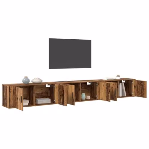 vidaXL 3-Piece Wall-Mounted Modern TV Cabinet Set in Brown Old Wood Finish