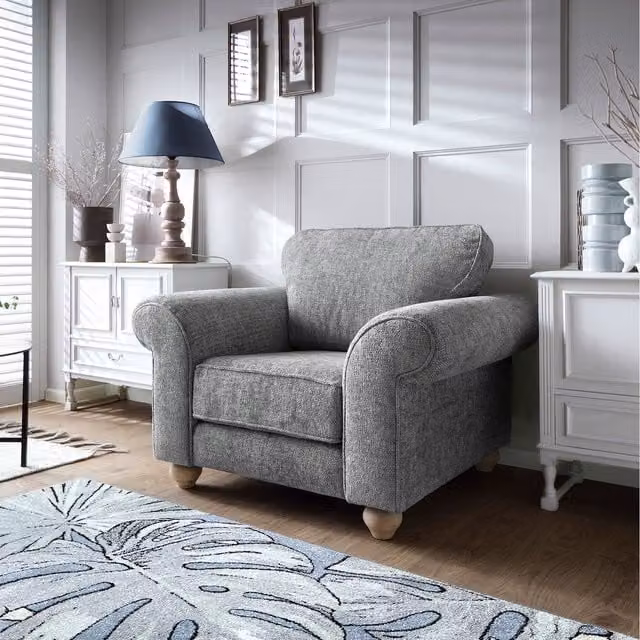 Abakus Direct Ingrid Armchair in Braided Chenille, Ash Grey