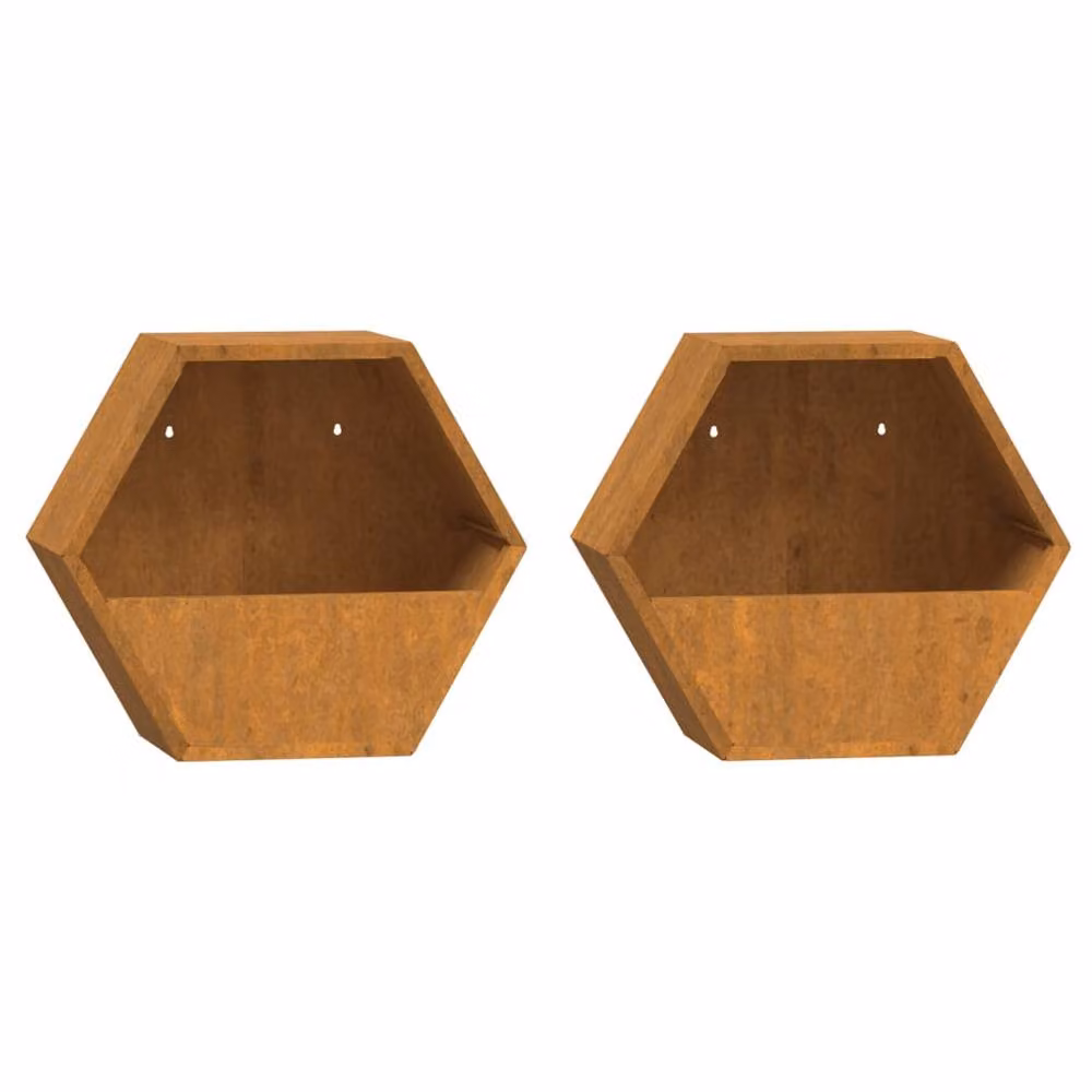Berkfield Home Wall Planters, 2 Piece Rusty Corten Steel Set in Brown, W: 30 cm, D: 10 cm, H: 25 cm – 3