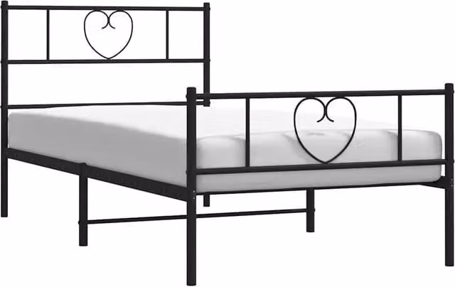 Berkfield Home Metal Bed Frame with Headboard and Footboard in Black W/D/H: 100 x 200 cm – 1