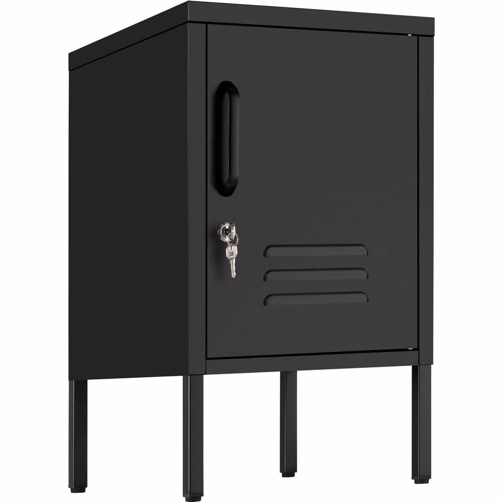 tectake Minimalist Black Metal Bedside Table – 9