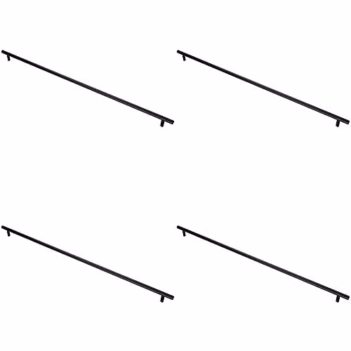 Loops 4 Pack T-Bar Metal Cupboard Pull Handles in Matt Black, W: 668 mm, Fixing Centres: 608 mm