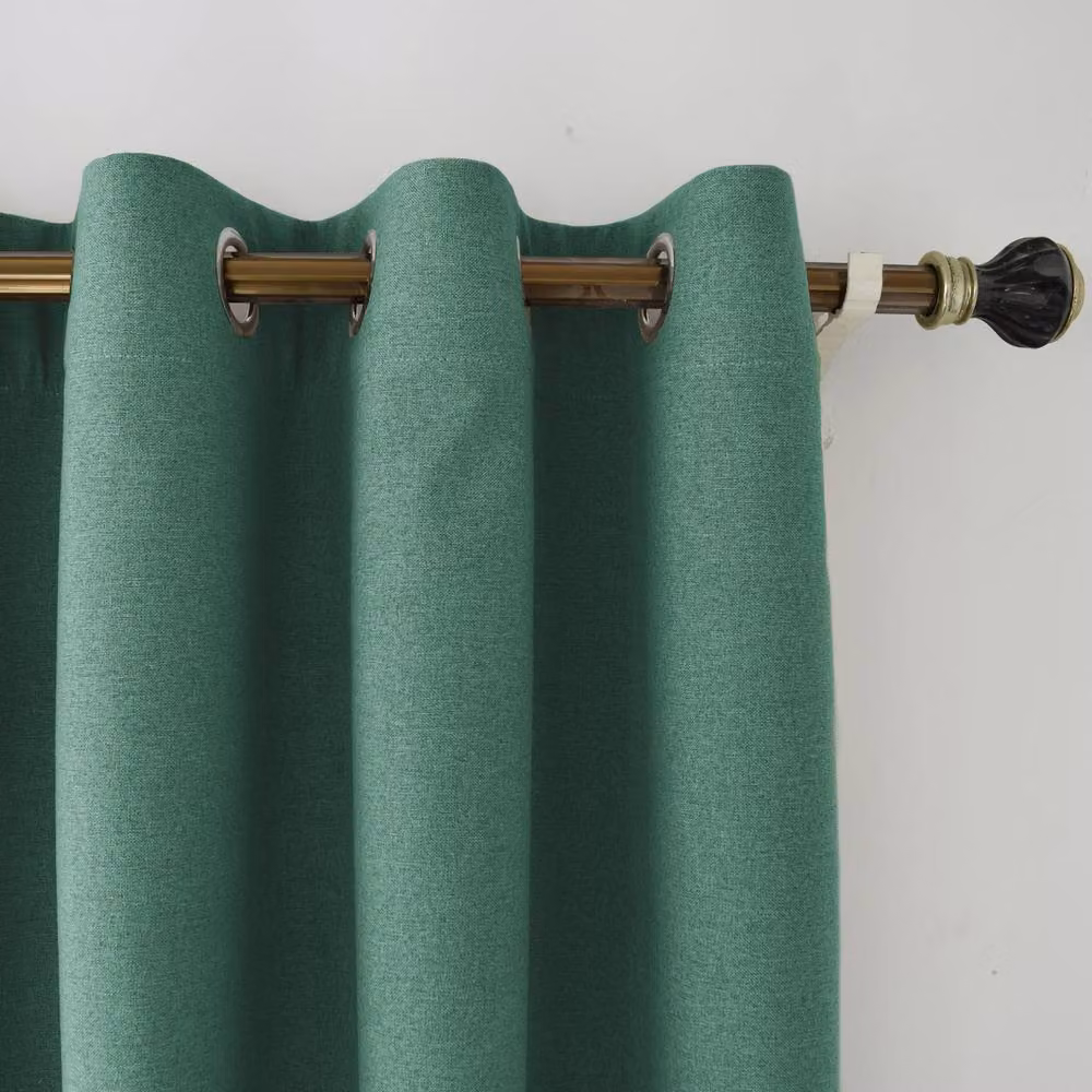 Happy Homewares Modern Textured Linen Fabric Blackout Eyelet Curtains, 2 Panels, Green, Width: 120 cm, Height: 160 cm – 2