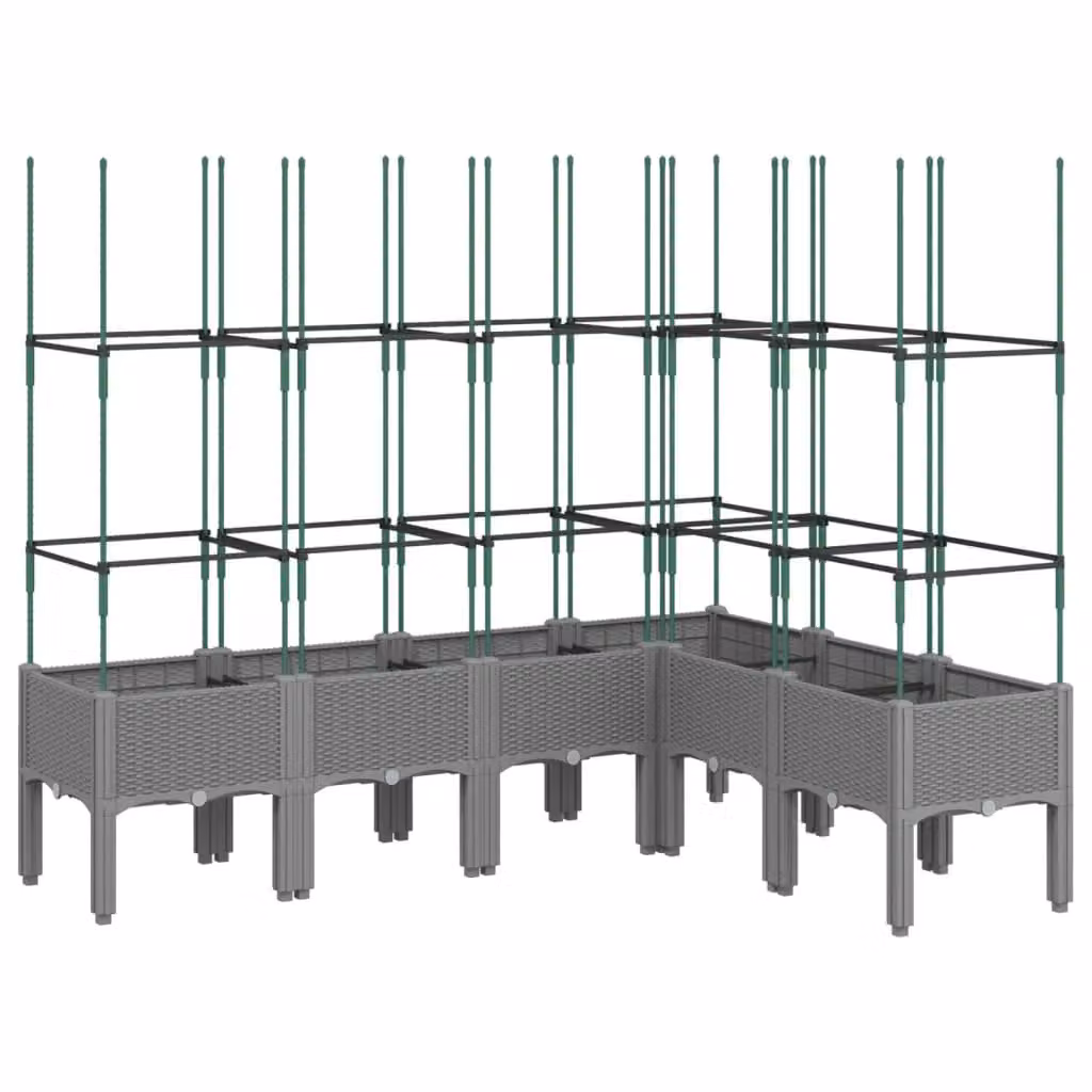 Berkfield Home Garden Planter with Trellis in Light Grey, W: 160 cm, D: 120 cm, H: 142.5 cm – 2