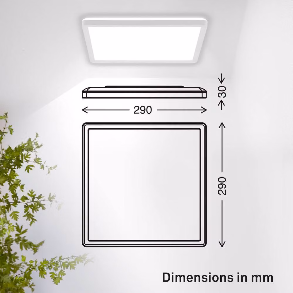 B.K.Licht White LED Slim Panel Ceiling Light, 18W, 2400lm, 4000K Neutral White, IP44 Splash-Proof, W/D/H: 29 x 29 x 3 cm – 5
