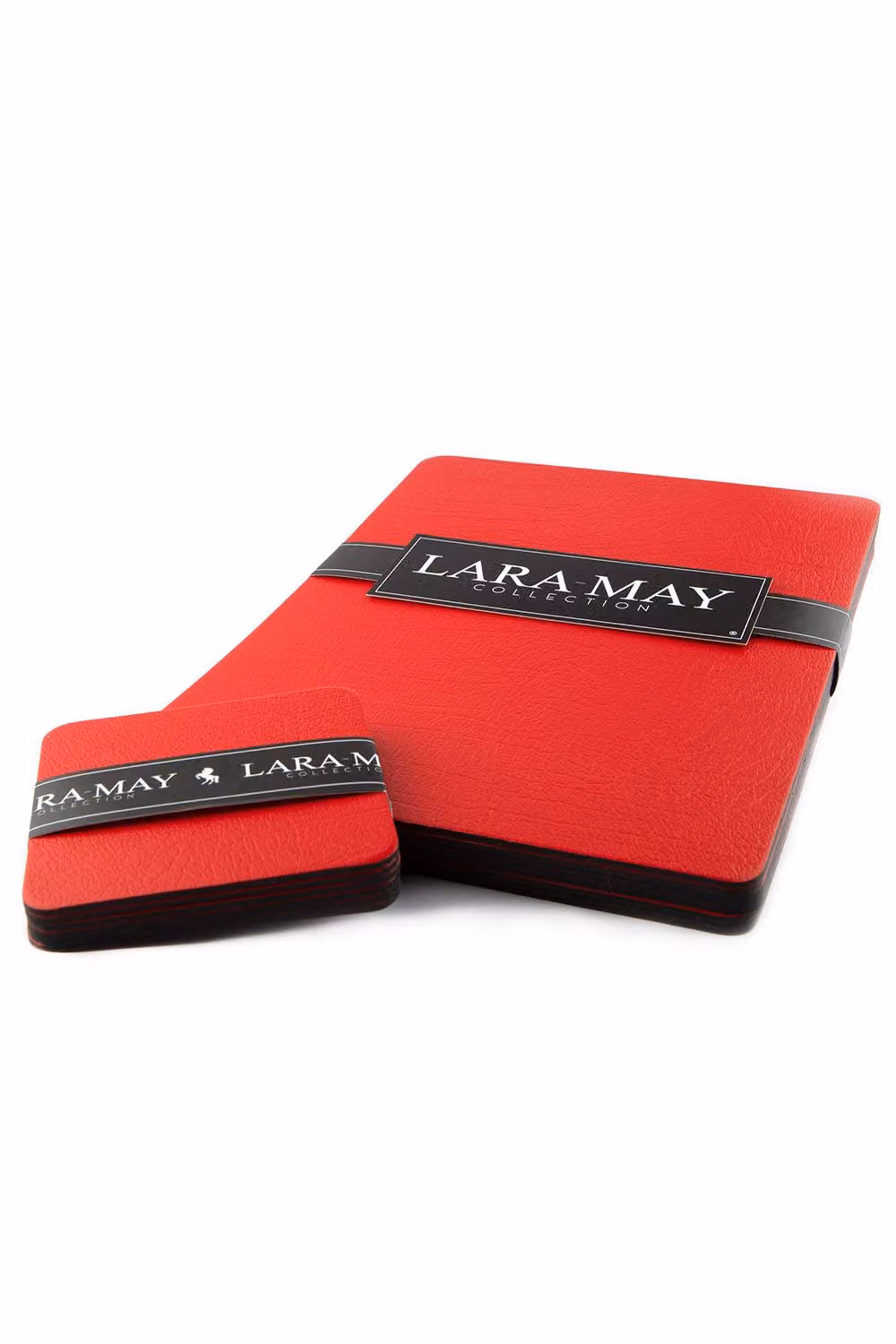 Lara May Set of 6 London Red Reprocessed Leather Placemats and 6 Leather Coasters – 2