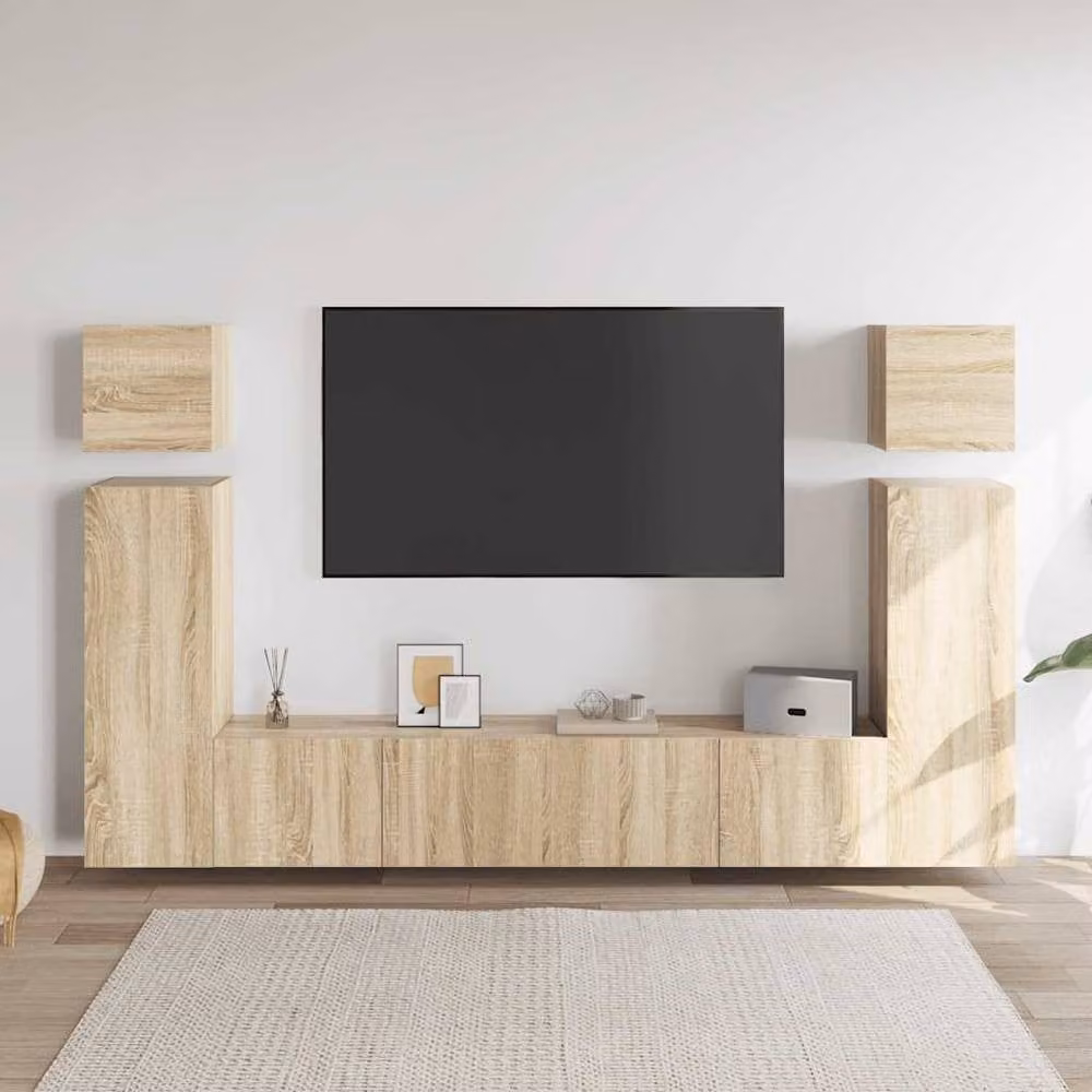 Berkfield Home Practical 8 Piece TV Cabinet Set in Sonoma Oak, Light Brown – 2