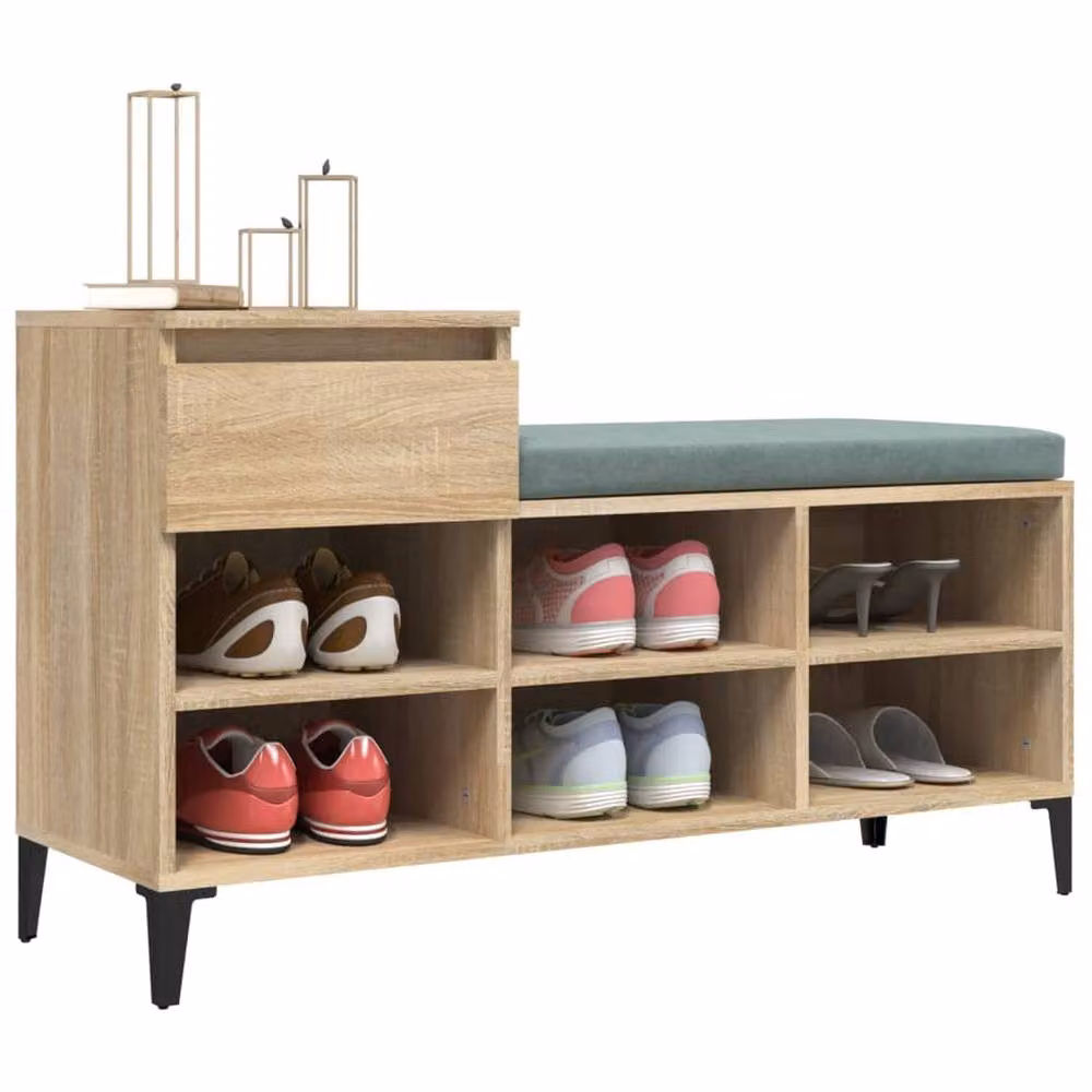 Berkfield Home Sonoma Oak Shoe Cabinet in Tan, W/D/H: 102 x 36 x 60 cm – 3