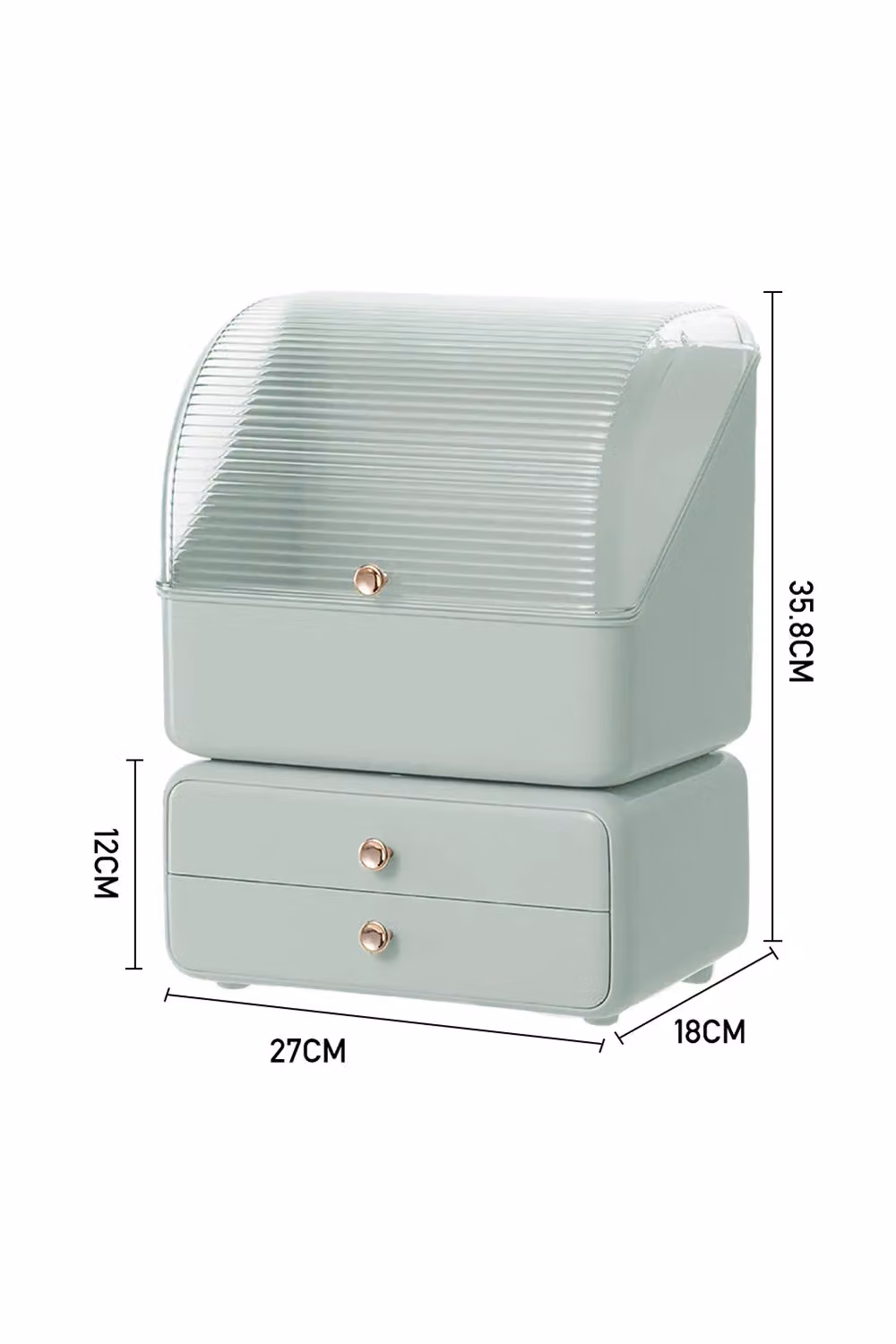 Living and Home Large Makeup Organizer with Lid and Drawers in Green – 2