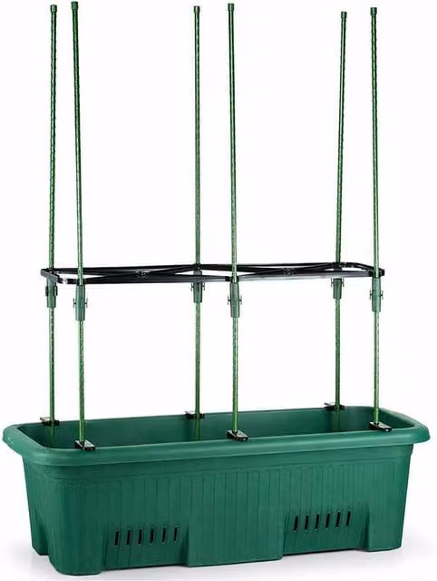 Simpa Green Plastic Trellis Trough Planter Tub with Stakes Kit for Climbers, W/D/H: 70 x 30 x 27 cm – 1