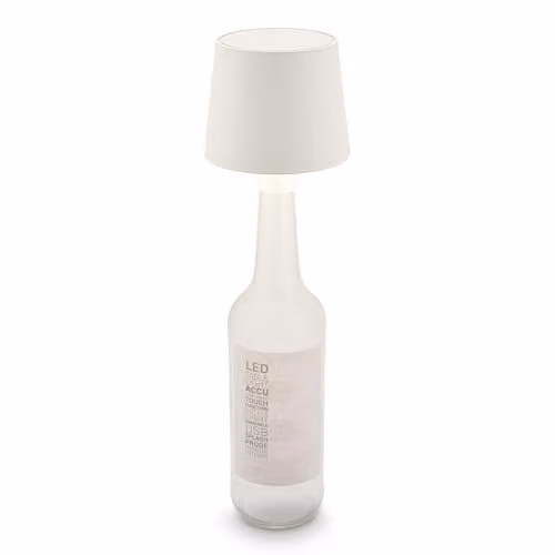 Briloner Rechargeable LED Bottle Lamp in White, Dimmable Touch Control, Warm White Light, W/D/H: 10.5 x 10.5 x 11.5 cm