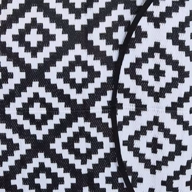 Charles Bentley Woven Diamond Pattern Indoor Outdoor Rug, Black and White, Width: 150 cm