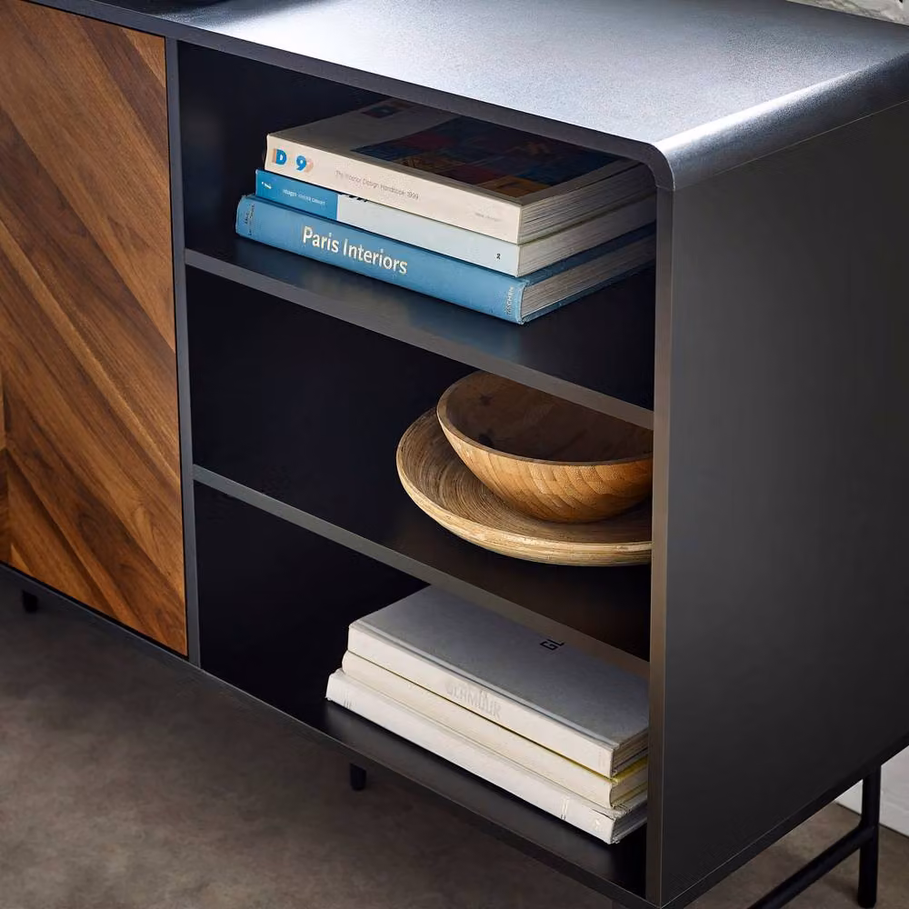 Cheshire Premium Aldwick Sideboard in Black and Natural Brown Wood – 3