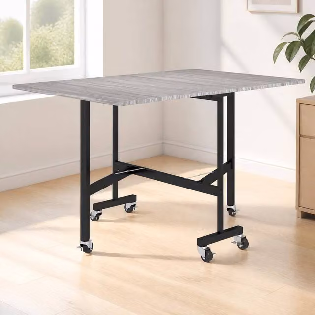 STILVORA Modern Extendable Rectangular Dining Table with Steel Frame in Grey – 1
