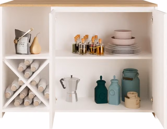 Bimossa Vino Kitchen Island with Storage in White and Anthracite, W/D/H: 127.2 x 68.0 x 92.0 cm