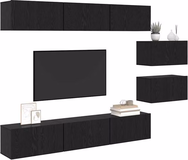 Berkfield Home Black Oak TV Cabinet, 8 Piece Set, W/D/H: 60 x 30 x 30.5 cm – 1
