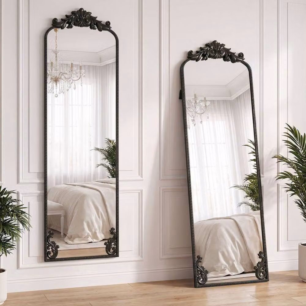 HOMCOM Black Rectangular Floor Mirror with Metal Frame, W: 50 cm, H: 160 cm – 2