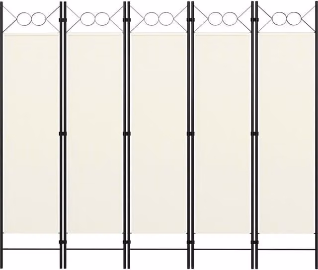 Berkfield Home 5-Panel Room Divider, White, W: 200 cm, H: 180 cm
