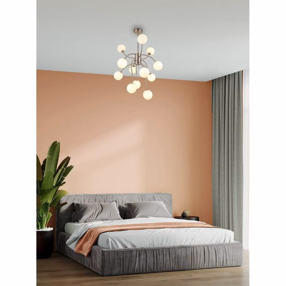 Netlighting Riha Multi Arm Pendant Ceiling Light in Grey Matt Nickel with 12x G9 LED Bulbs 3000K – 2